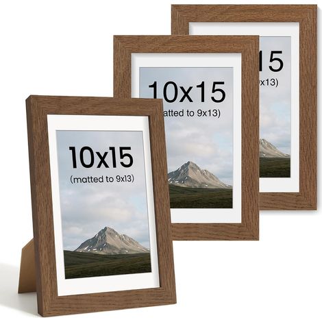 Lot de 3 cadres photo 10 x 15 cm en chêne massif pour table et mur (1/5)