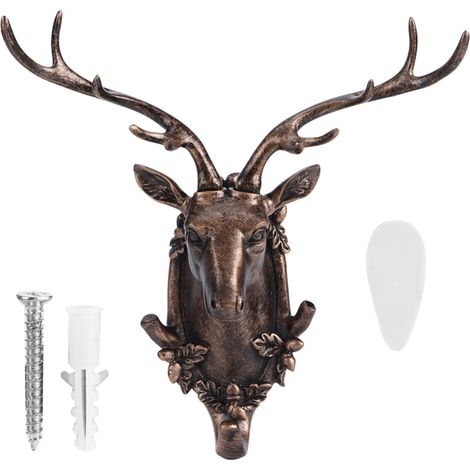 Gancio da parete in resina a forma di animale per bagno, ideale per asciugamani, cappotti, cappelli e chiavi, colore oro anticato.
