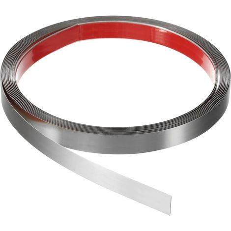 Moulure Adhesive Decorative Murale, Moulure Flexible en Acier Inoxydable, Peel and Stick Wall Molding, Moulure Encadrement pour Cadres de Miroir, Murs, Cheminées (Brossé argenté, 5 m x 15 mm) (1/5)