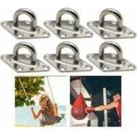 Stainless steel eyelet plates, stainless steel eyelet plate mounting kit for garden sails on wooden decks, stainless steel wall bracket (6-piece)