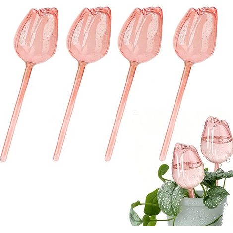 Bola de riego para plantas de 4 piezas, Dispositivo de riego por goteo automático, Bola de autorriego con forma de tulipán
