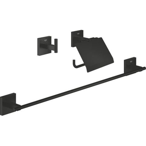 Start Cube set d'accessoires salle de bain 3 en 1 en métal avec fixations cachées , noir mat (G411242430) (1/4)