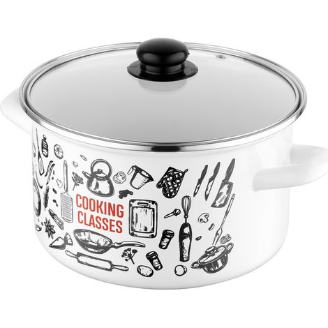 Olla recta de cocina blanca esmaltada de 22 cm y 5,3 l.