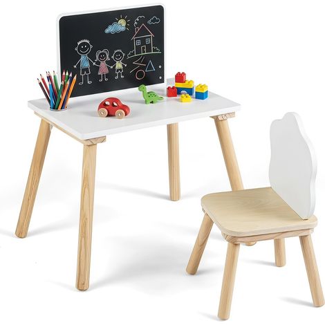 COSTWAY Tavolo con Sedia per Bambini 3+ Anni, Tavolino Attività con Lavagna (1/5)