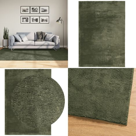 Teppich HUARTE Kurzflor Weich und Waschbar Waldgrün 160x230 cm - Teppich für Wohnzimmer - Teppich für Schlafzimmer