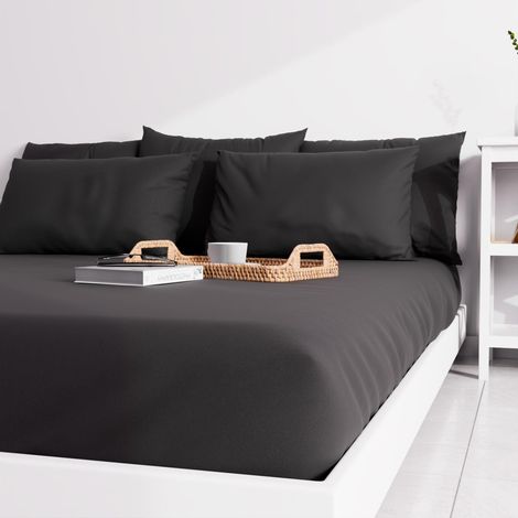 Drap housse uni 160x200 cm ZZZ noir