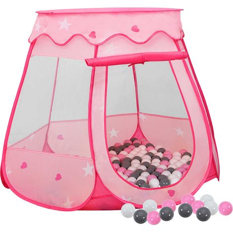 Tente enfant Tente de jeu - Maison enfant avec 250 balles Rose 102x102x82 cm BV791107 - BonneVie (1/5)