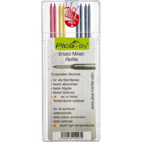 PICA 4020 ESTUCHE CON 8 MINAS DRY (NEGRO, ROJO, AMARILLO)