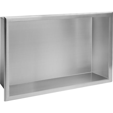 Built-in Stainless Steel Bathroom Shelf 30X45 Brushed Steel (1/5)