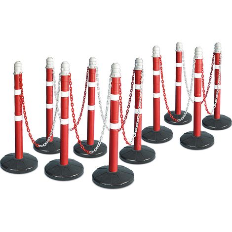 BRB Lot de 10 supports de chaîne de 18 m - Tube Ø 70 mm - Hauteur 1000 mm - Diamètre du tube 70 mm - Pied en béton rempli (1/3)