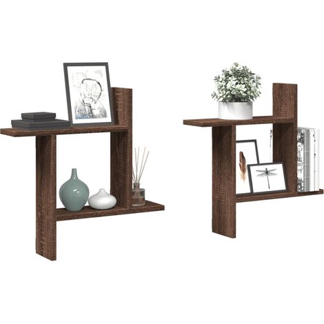 Wandregale 2 Stk. Braun Eichen-Optik 50x12x50 cm Holzwerkstoff vidaXL (1/5)