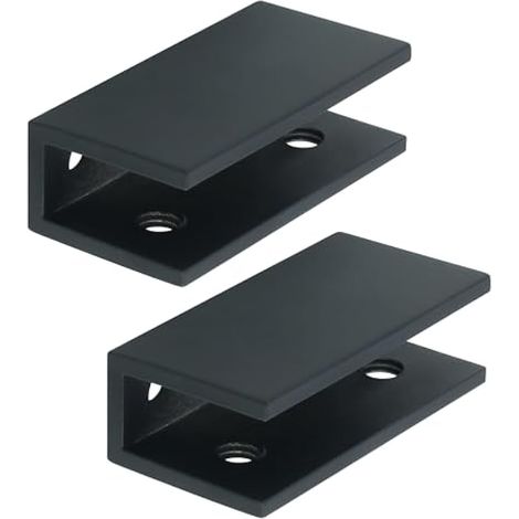 2 Pièces de Pinces à Verre, Support de Verre Réglable, Finition Peinture, Pince de Support de Verre, Pratique Pince Verre, Adapté au Verre du Salon, Noir (1/5)