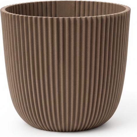 Cache-pot pot rainuré en Matériaux Naturels Taupe Chaud Ø 22 cm pour Plantes d'Intérieur - PANGIVO (1/5)