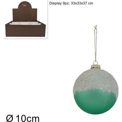 PALLA VETRO DIAMETRO 10 CM VERDE OPACO CON PERLINE