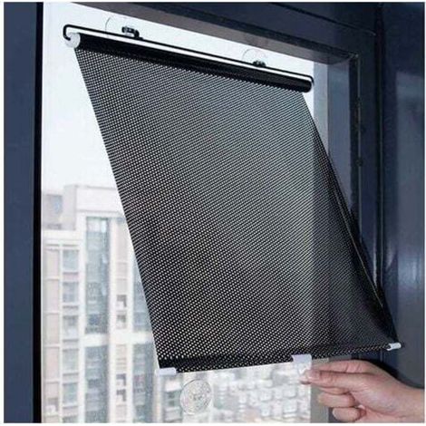 Verdunkelungsrollo mit Saugnapfbefestigung, Sonnenschutzrollo für Fenster, Wärmedämmvorhänge für Zuhause/Büro, Schwarz – 45 × 125 cm – RAPANDA (1/5)