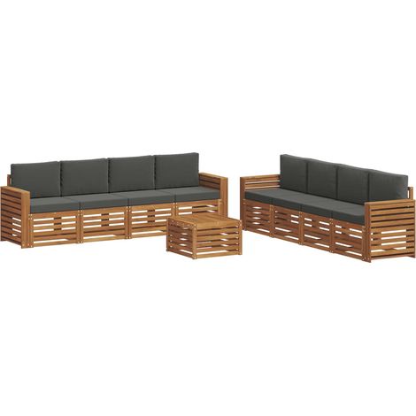 Conjunto de sofás de exterior 9 uds. Natural y Antracita vidaXL (1/5)