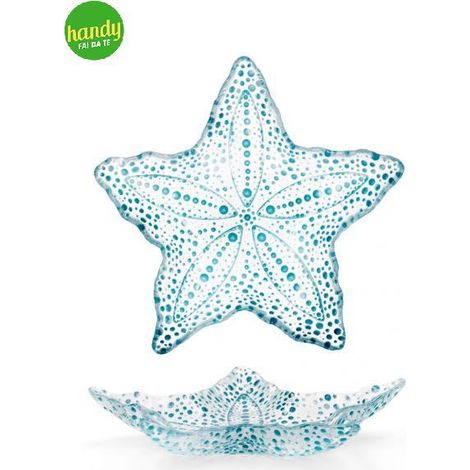 Piatto H&H Seashell Stella 17 cm in vetro azzurro
