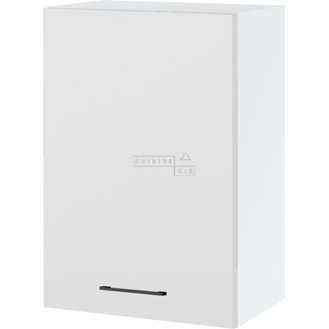 Meuble haut de cuisine Lovia Blanc Mat 1 porte L 50 cm - Porte avec poignée apparente White (1/2)