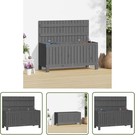 The Living Store Boîte de rangement de jardin Gris 108x42,5x54 cm Bois de pin - Boîte De Rangement Jardin - Coffre De Jardin - Rangement Exterieur - Meuble De Jardin - Bois De Pin (1/5)