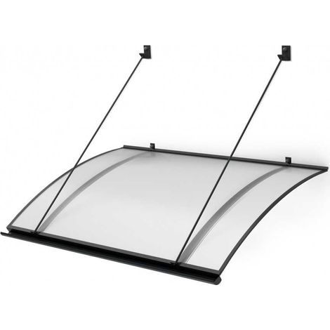 Auvent De Porte Oderen Aluminium Polycarbonate Gris Anthracite (1/5)