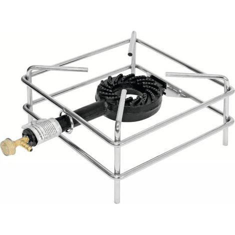 FORNELLONE FORNELLO CM 40X40 7,5kw CROMATO INOX GAS BOMBOLA BRUCIATORE IN GHISA