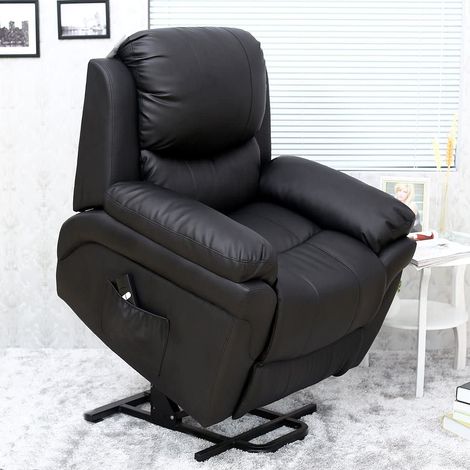 MADISON RISEREC BLACK LEATHER RECLINER (1/5)