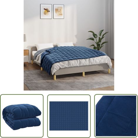 The Living Store Couverture lestée Bleu 152x203 cm 7 kg Tissu - Couverture Lestée - Couverture Poids - Sommeil Profond - Relaxation - Stress (1/5)