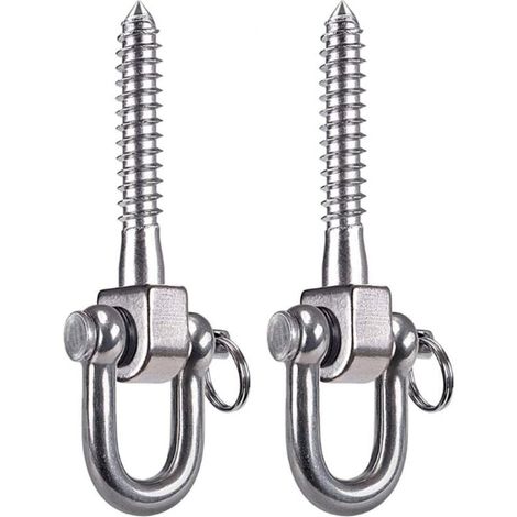Crochet pivotant à 180 ° en acier inoxydable : Capacité de charge de 800 kg, idéal pour les terrasses, les tapis de yoga et les hamacs. Lot de 2. (1/5)
