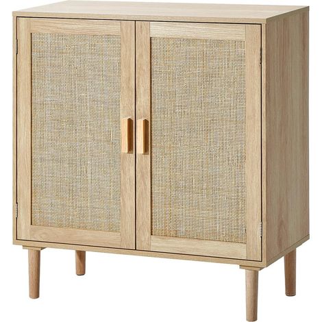 Pour organiser votre maison rangement facile commode buffet en rotin 2 portes étagères réglables 80x37,5x88cm (1/5)