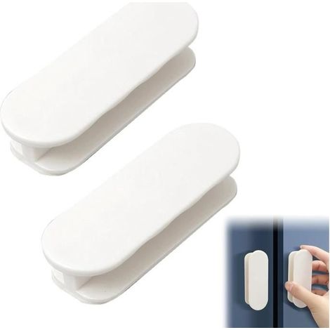 (Blanc)Poignées de meuble - Durable - Lot de 2 - Installation sans perçage - Design élégant - Plastique blanc (1/4)