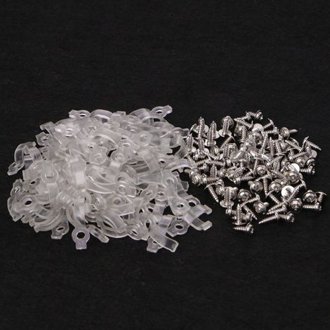 50 Clips transparents, Ruban LED, fixation par vis, largeur 8-12 mm, compatible 3528/5050, pour éclairage intérieur (1/5)