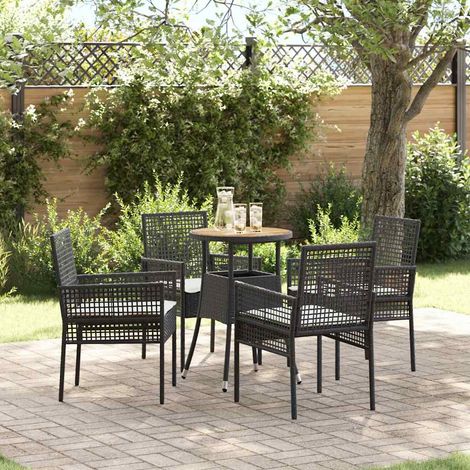 Garten Essgruppe 5 pcs Schwarz Poly-Rattan