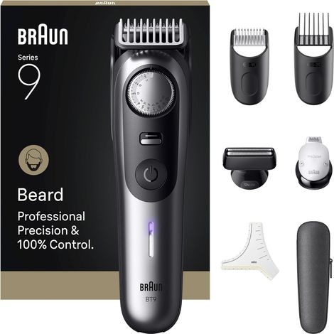 Braun BeardTrimmer 9 BT9520 regolabarba Batteria 52 2 cm Bagnato e secco Nero, Grigio (1/5)