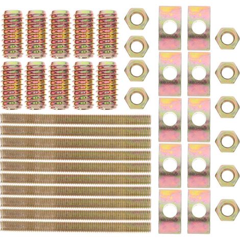 10 Sets Connecteurs pour Meubles en Bois Accessoires de Montage de Meubles Quatre Fer M8 pour Armoire et Cadres de Lit (1/5)