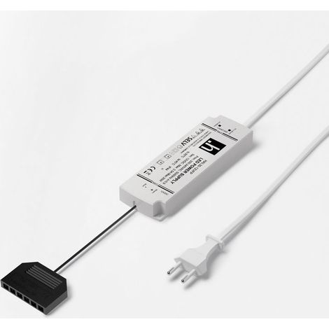 Alimentation 12v pour variateur mural - Longueur câble secteur : 2000 mm - Epaisseur : 18 mm - Longueur : 158 mm - Largeur : 46 mm - Alimentation : 12 V DC - HALEMEIER (1/3)