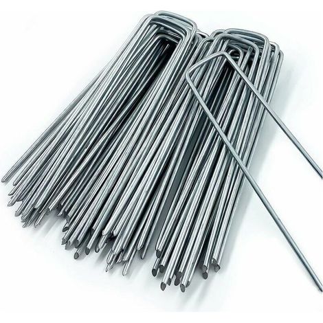 Piquet de Fixation pour Toile de Paillage,50 Piquets de Jardin en Forme de U,pour Bache Anti Herbes,Sardines Camping,Clture de Jardin,150 MM de Long,25 MM de Large,3 MM de Diamètre (1/5)