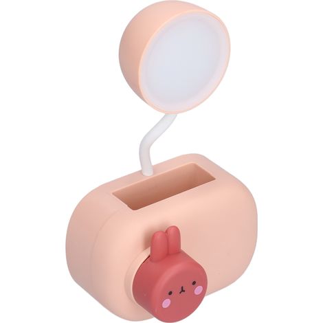 Lampe de Bureau Lapin LED avec Port USB et Aiguiseur à Crayons, Lumière Douce pour Enfants Rose (1/5)