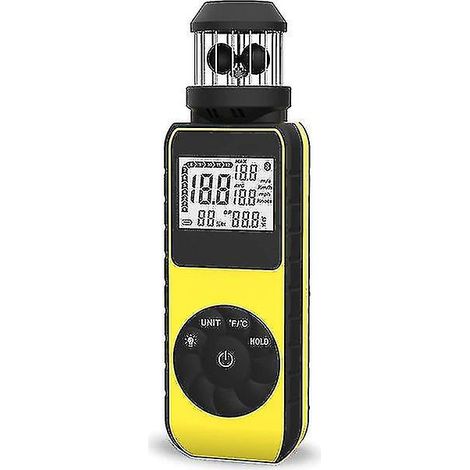L'anémomètre portatif HP-881M est doté d'un écran LCD rétroéclairé et mesure la vitesse, la température et la direction du vent. (1/2)