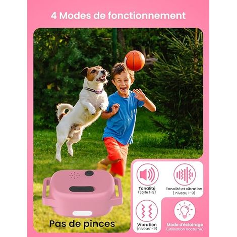 Dog Training Collar, Range, Modes (Light, Sound, Vibration, Sound+Vibration) - Suitable for Dogs of All Sizes (Pink) (1/4)