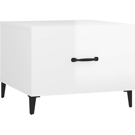 Maison Exclusive - Couchtisch mit Metallbeinen Hochglanz-Weiß 50x (1/5)