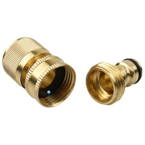 Juegos (4 piezas) Conector de manguera de jardín de latón de 3/4 de pulgada, conectores rápidos, conector de grifo de rosca hembra y rosca macho, adaptador de grifo de manguera de jardín (1/5)