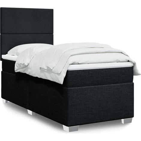 Cama box spring con colchón tela negro 100x200 cm vidaXL (1/5)