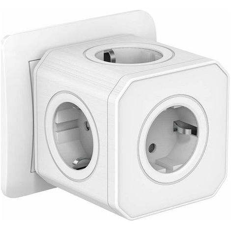 Multiprise murale cube 5 prises 4000W 16A – Protection surcharges et parasurtenseurs – Portable pour bureau et voyage – Blanc - CUBE 5 EN (1/5)