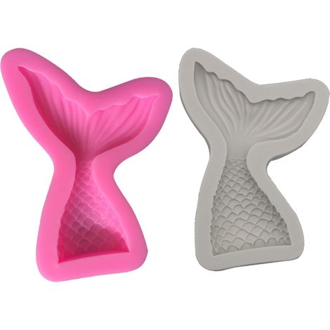 2 moules en silicone queue de sirène, 8,2x2,9 cm et 10,2x4 cm, pour chocolat, bonbons gélifiés, fudge et pâtisseries (1/5)