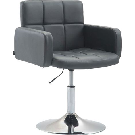 Poltrona lounge con braccioli imbottiti girevoli a 360° in PVC grigio e metallo cromato 100002802