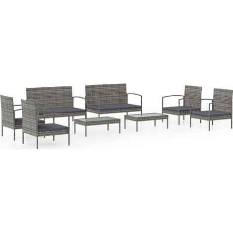 Maison Exclusive - 8-tlg. Garten-Lounge-Set mit Auflagen Poly Rat