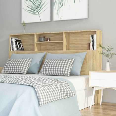 Armoire tête de lit avec rangement en bois d’ingénierie chêne sonoma 160 x 19 x 103,5 cm - PANGIVO (1/5)