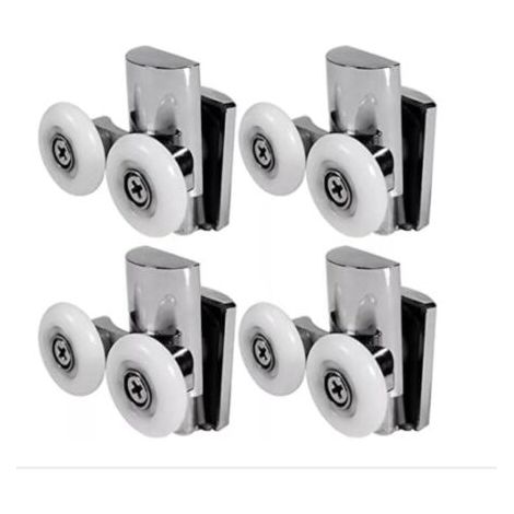 QORVA-(23mm/2top+2bottom)Roulettes de Porte de Douche,23 mm Roues en Haut ou en Bas, porte Coulissante Douche pour Cabine Salle de Bains Porte en Verre