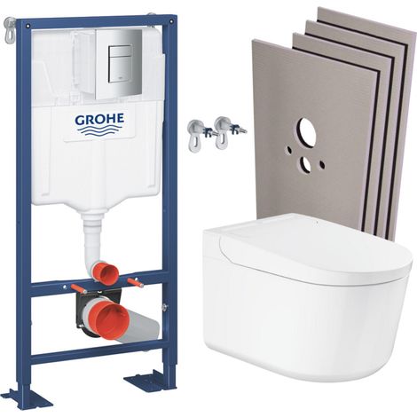 Grohe Pack WC Bâti-support RAPID SL + WC lavant suspendu Sensia Alpine + Plaque chrome + Set habillage (RSLSENSIA1SB) (1/5)