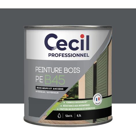 Peinture Bois Acrylique Cécil Professionnel PEB45 Anthracite mat 0,5 L (1/2)
